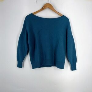 360 Cashmere Boatneck Knit Sweater Dropped Shoulder Pullover Women Size M